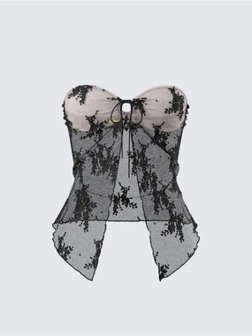 Finesse Black Lace Strapless Crop Top